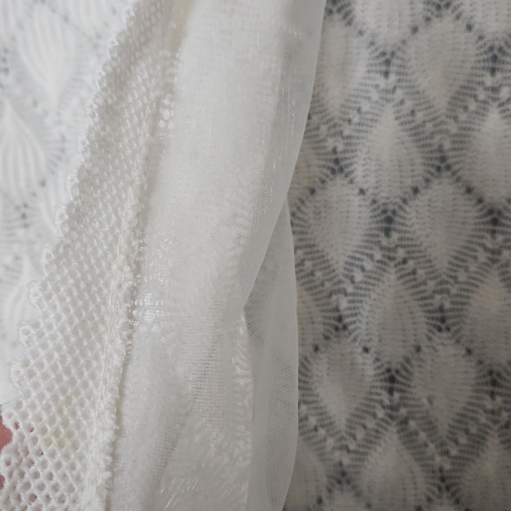 Vienna Lace Made in Japan White Pointelle Cardigan Sheer Lined L Cottagecore - Picture 5 of 10